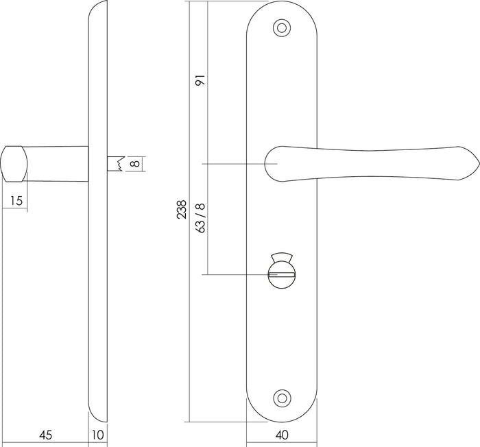 Intersteel Deurkruk Saturnus op schild toilet-|badkamersluiting 63 mm