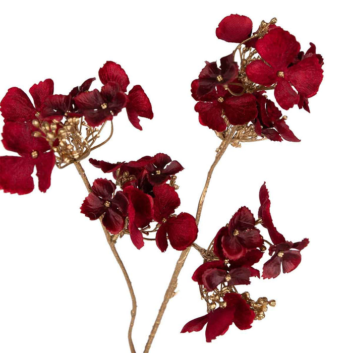 PTMD Hydrangea Flower Hortensia Kunsttak - 33 x 23 x 61 cm - Rood|goud