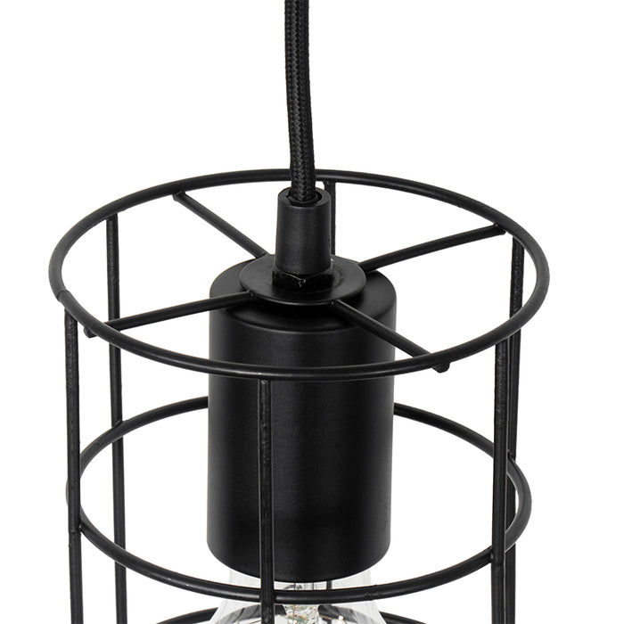 QAZQA Hanglamp esva - Zwart - Industrieel - L 100cm