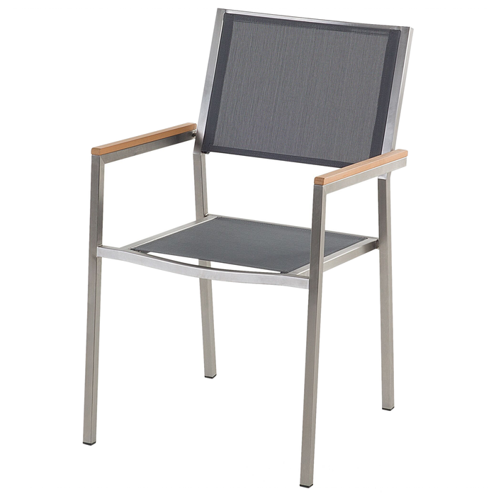 Beliani - GROSSETO - Tuinset voor 8 set - Zwart - Graniet