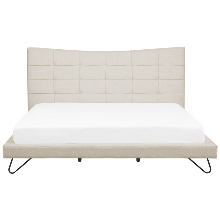 Beliani-LANNION -Tweepersoonsbed-Beige-180 x 200 cm-Polyester