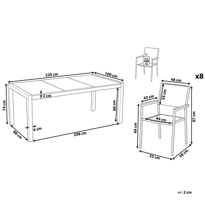 Beliani - GROSSETO - Tuinset voor 8 - Beige - Graniet