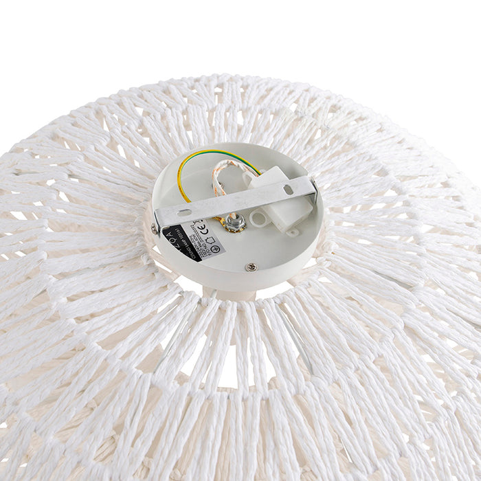 QAZQA Retro plafonnière wit touw rond - Lina