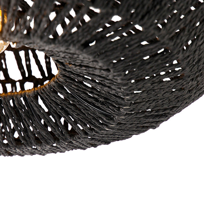 QAZQA Retro plafondlamp zwart touw 50cm - Lina