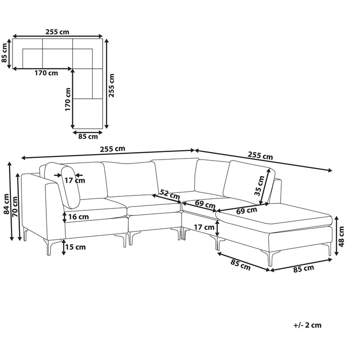 Beliani-EVJA-Hoekbank met ottomaan-Groen-Linkerzijde-235 cm-Fluweel