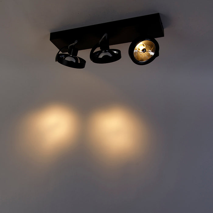 QAZQA Design spot zwart verstelbaar 3-lichts - Go