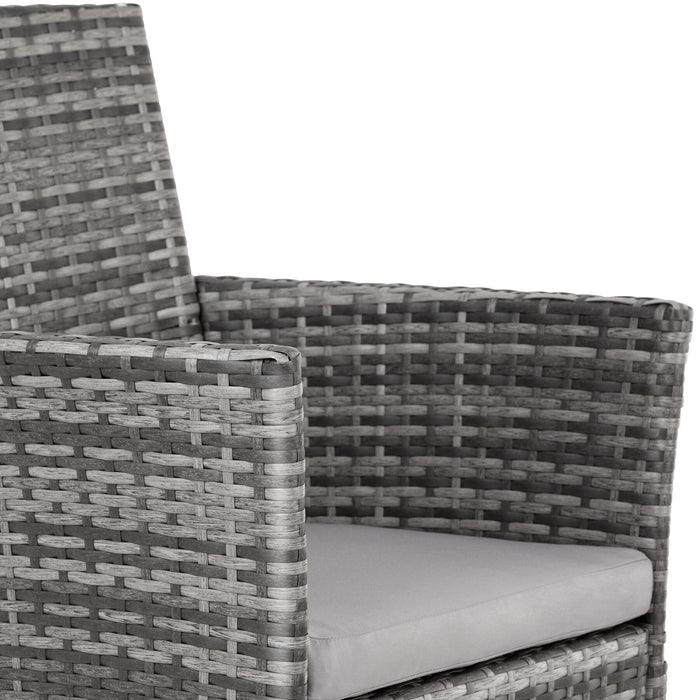 tectake® 2 Wicker tuinstoelen met 4 kussenhoezen  - Grijs|lichtgrijs