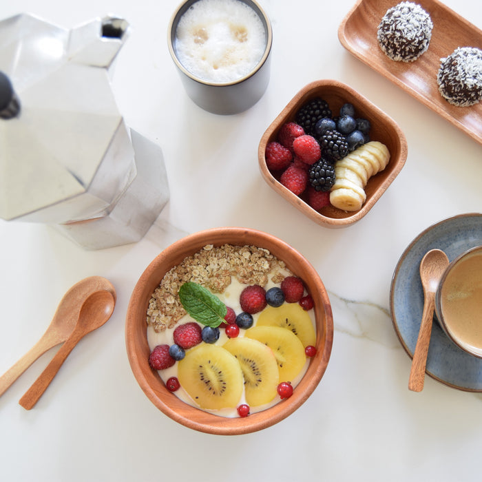 Khaya houten matcha kom - ontbijtkom - rijstkom  Ø 15 cm