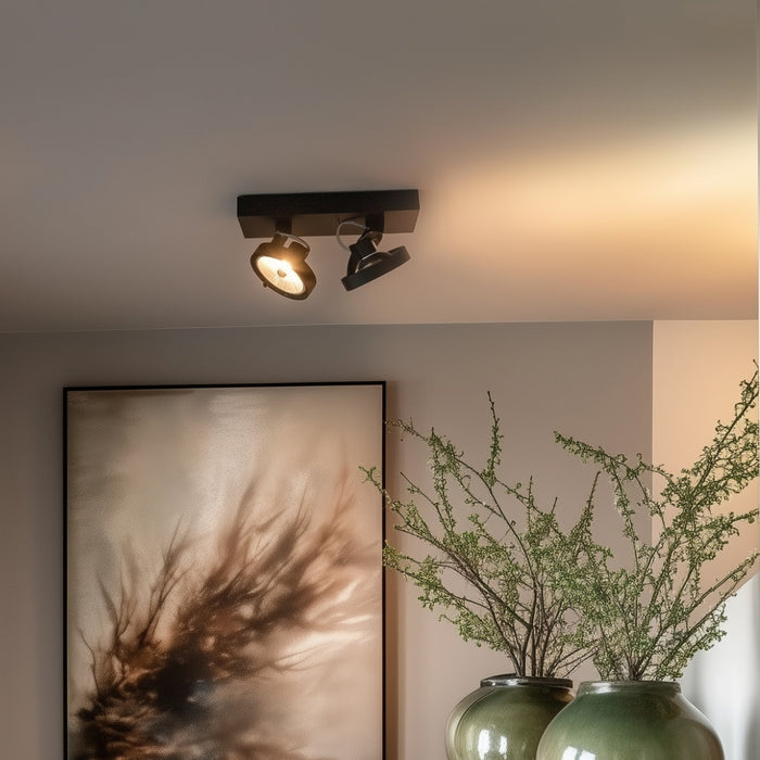 QAZQA Design spot zwart verstelbaar 2-lichts - Go