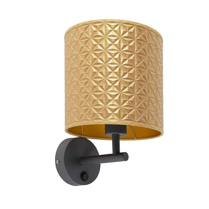 QAZQA Vintage wandlamp donkergrijs met goud triangle kap - Matt