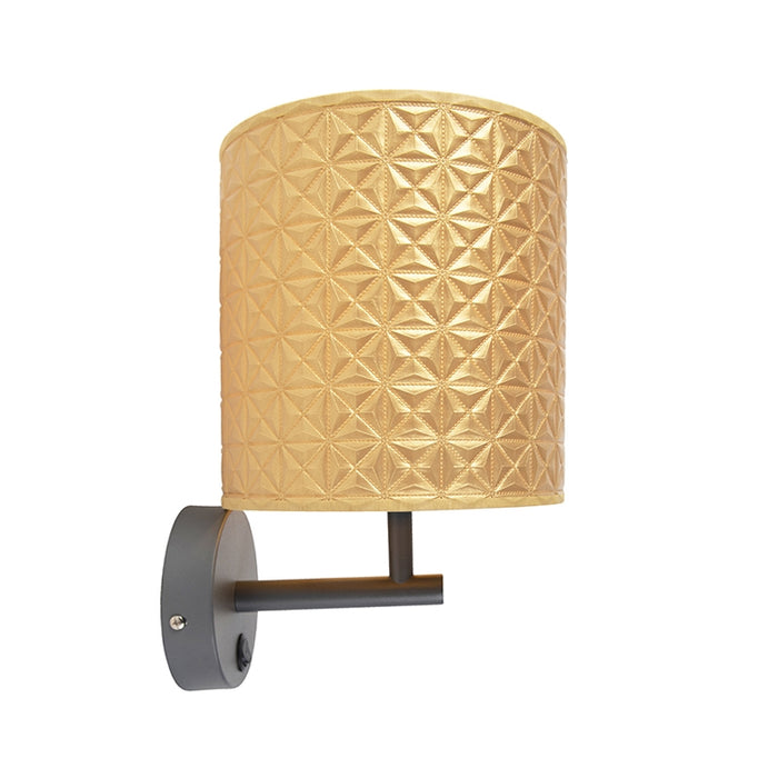 QAZQA Vintage wandlamp donkergrijs met goud triangle kap - Matt