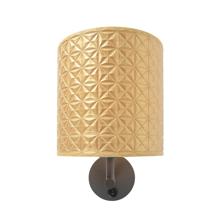 QAZQA Vintage wandlamp donkergrijs met goud triangle kap - Matt