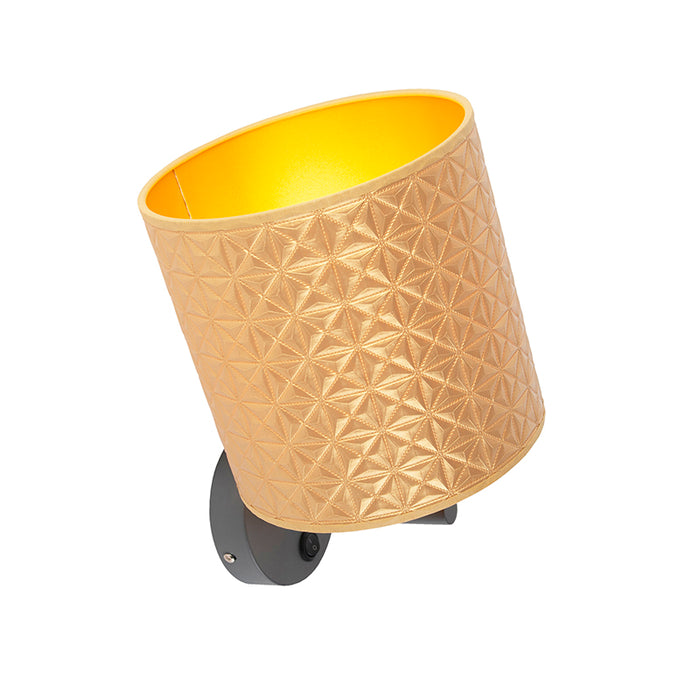 QAZQA Vintage wandlamp donkergrijs met goud triangle kap - Matt