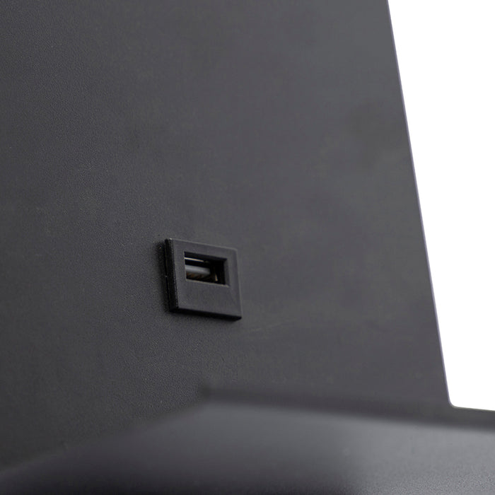 QAZQA Moderne wandlamp zwart met USB en flexarm - Flero