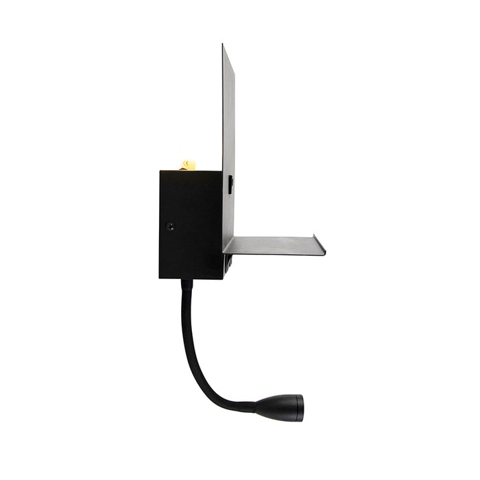QAZQA Moderne wandlamp zwart met USB en flexarm - Flero