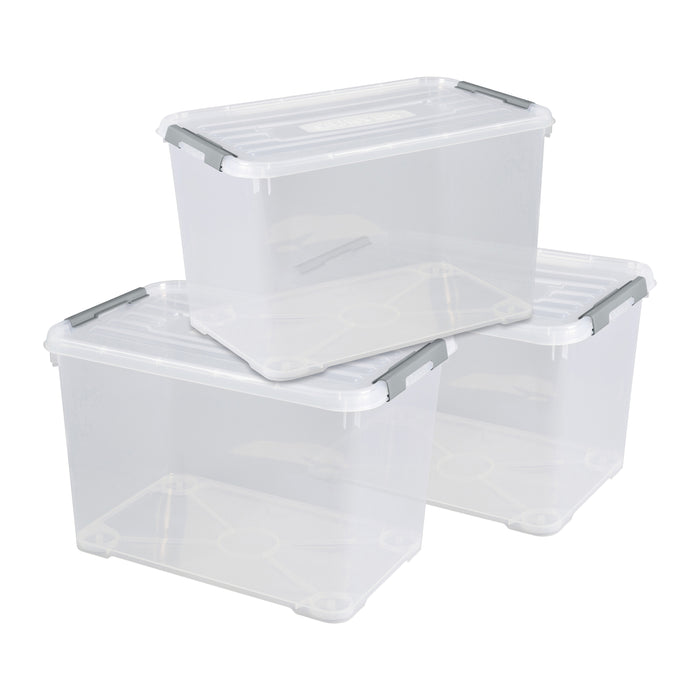 Curver Handy+ Opbergbox met Deksel 65 L - Set van 3