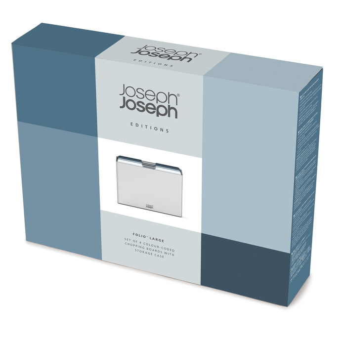 Joseph Joseph Folio Snijplankset - Set van 4 - Zilver / Blauwtinten