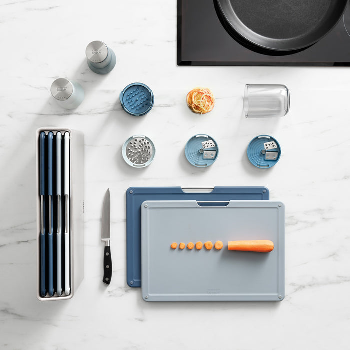 Joseph Joseph Folio Snijplankset - Set van 4 - Zilver / Blauwtinten