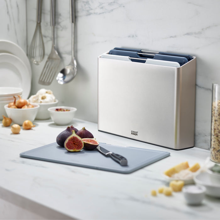 Joseph Joseph Folio Snijplankset - Set van 4 - Zilver / Blauwtinten