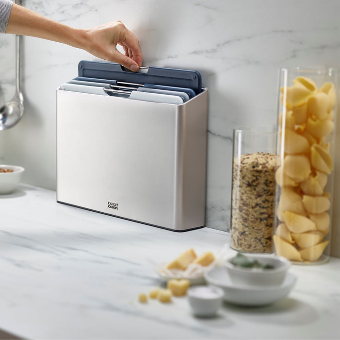 Joseph Joseph Folio Snijplankset - Set van 4 - Zilver / Blauwtinten