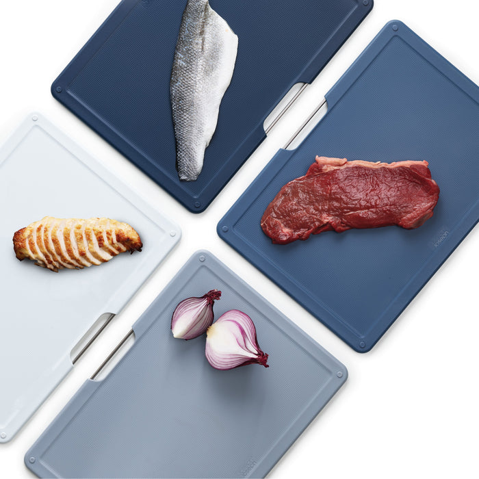 Joseph Joseph Folio Snijplankset - Set van 4 - Zilver / Blauwtinten