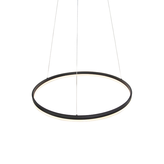 QAZQA Design hanglamp zwart 80 cm incl. LED 3-staps dimbaar - Anello