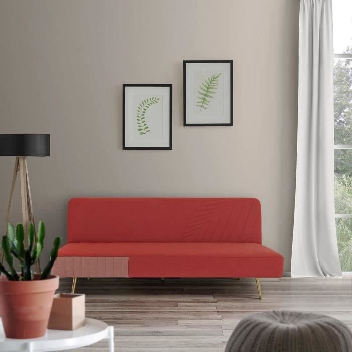 Cstore STELLA 3-zits slaapbank - Lichtbruin fluweel - L182xD90xH79cm