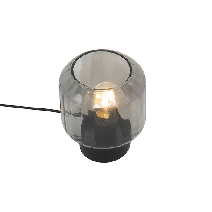 QAZQA Moderne tafellamp zwart met smoke glas - Stiklo