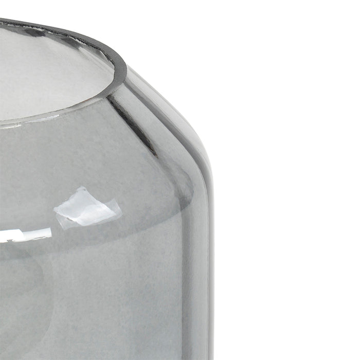 QAZQA Moderne tafellamp zwart met smoke glas - Stiklo