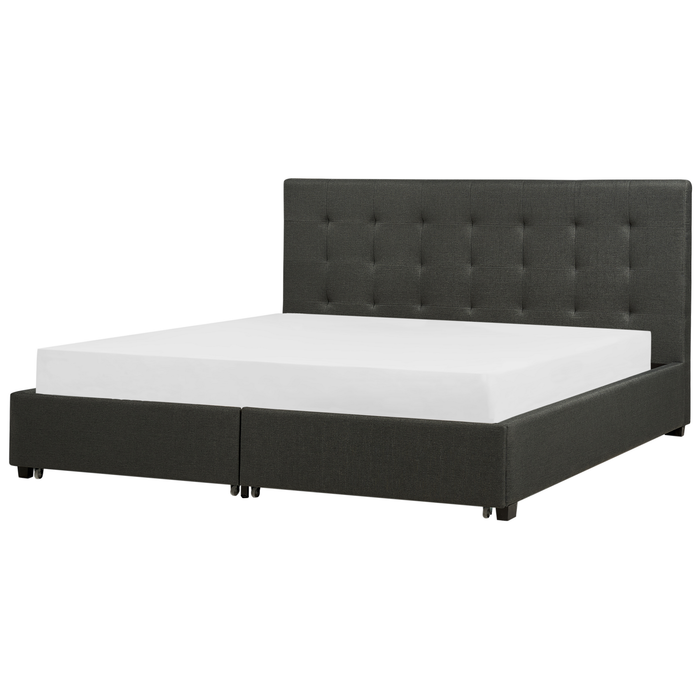 Beliani-ROCHELLE -Bed opbergruimte-Donkergrijs-180 x 200 cm-Polyester