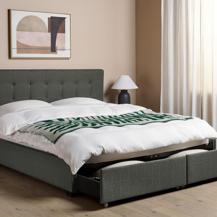 Beliani-ROCHELLE -Bed opbergruimte-Donkergrijs-180 x 200 cm-Polyester