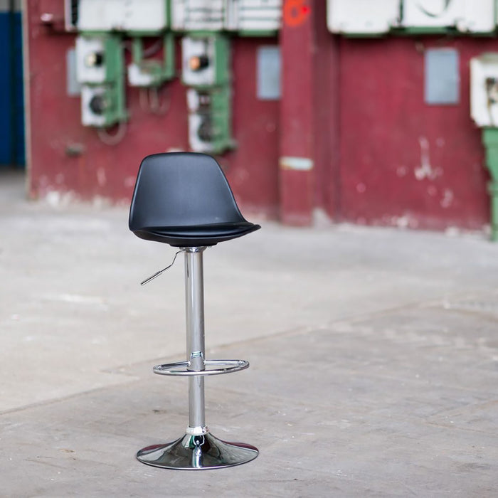 Essence Fuerta draaibare barkruk zwart - chroom onderstel