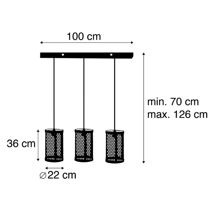 QAZQA Hanglamp cage_robusto - Bruin - Industrieel - L 100cm