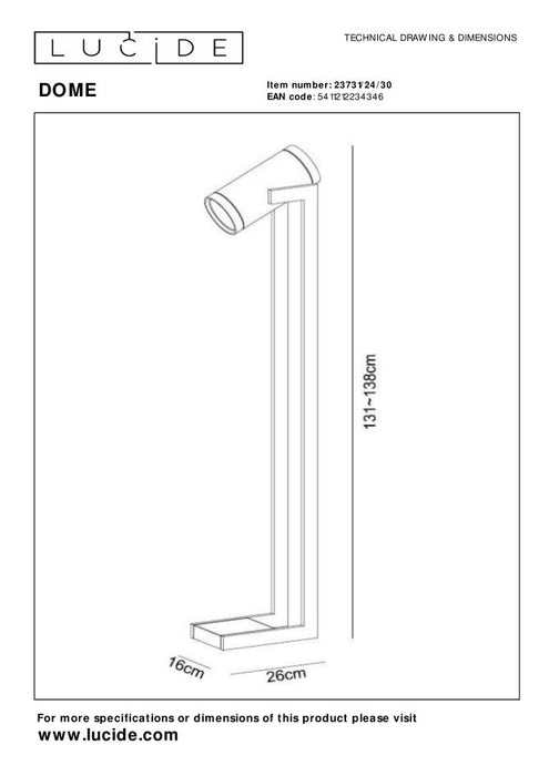 Lucide DOME Vloerlamp - Zwart
