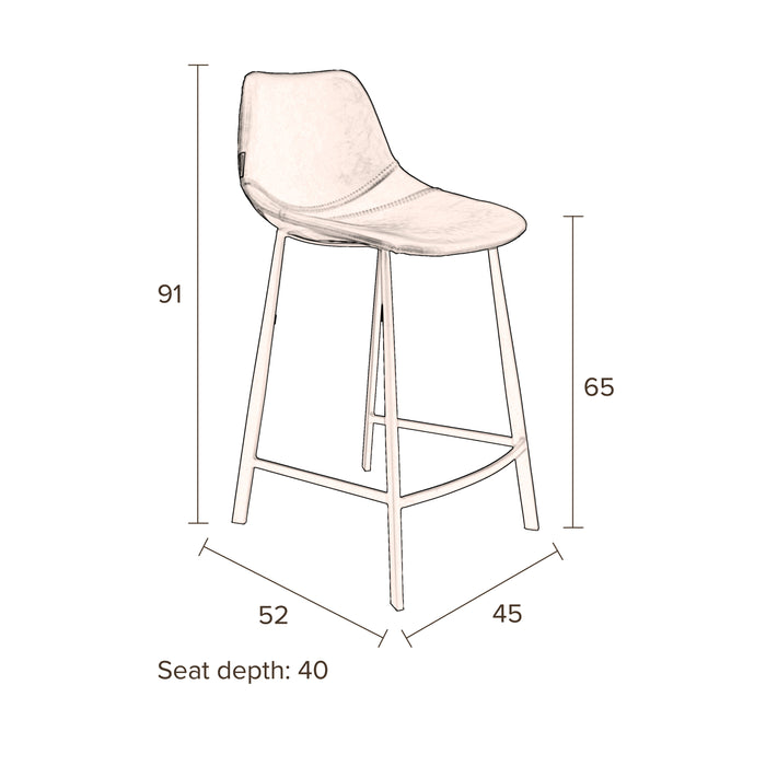 Dutchbone Franky Velvet Barkruk