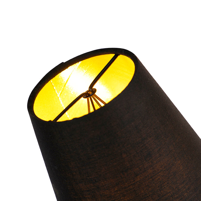QAZQA Design vloerlamp zwart 3-lichts met klemkappen - Wimme
