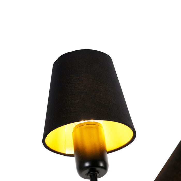 QAZQA Design vloerlamp zwart 3-lichts met klemkappen - Wimme