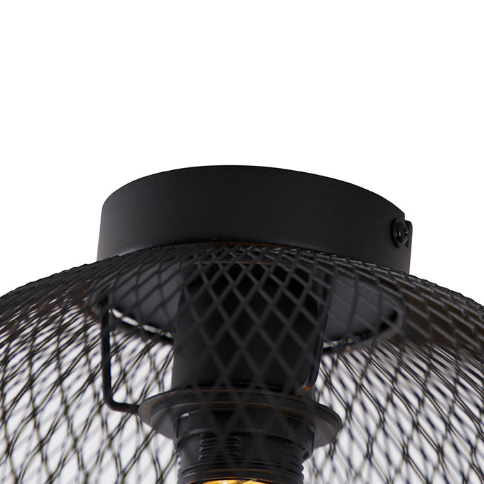 QAZQA Moderne plafondlamp zwart 30 cm - Mesh Ball