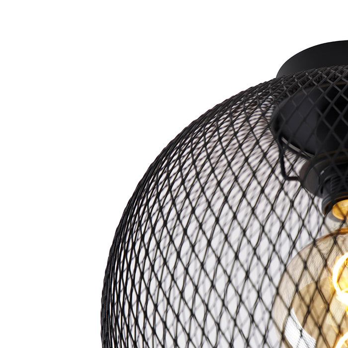 QAZQA Moderne plafondlamp zwart 30 cm - Mesh Ball