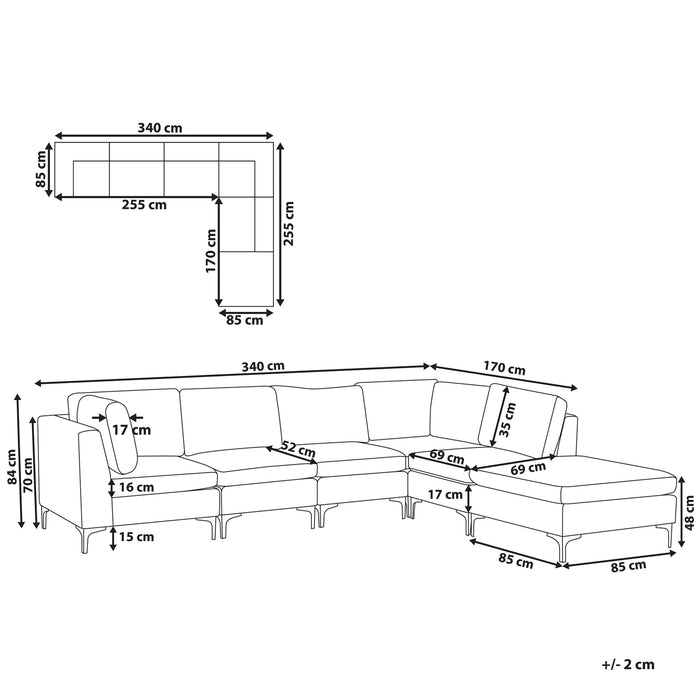 Beliani-EVJA-Hoekbank met ottomaan 5 zits-Groen-Links-300 cm-Fluweel