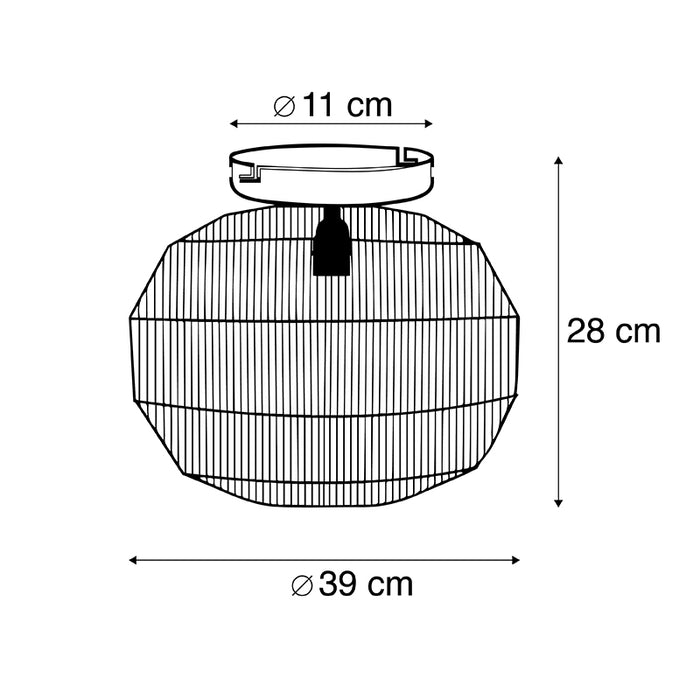 QAZQA Oosterse plafondlamp zwart met touw - Riki