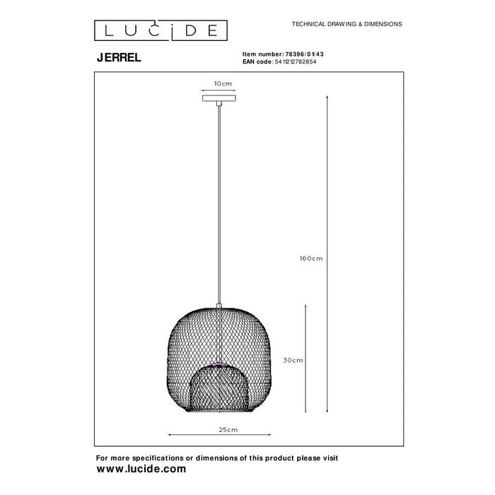 Lucide JERREL Hanglamp 1xE27 - Bruin