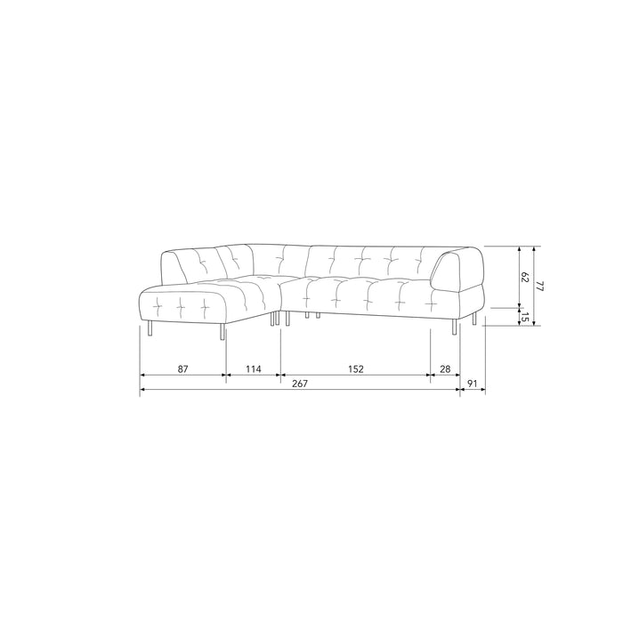 WOOOD Lloyd Hoekbank Links - Fluweel - Champagne