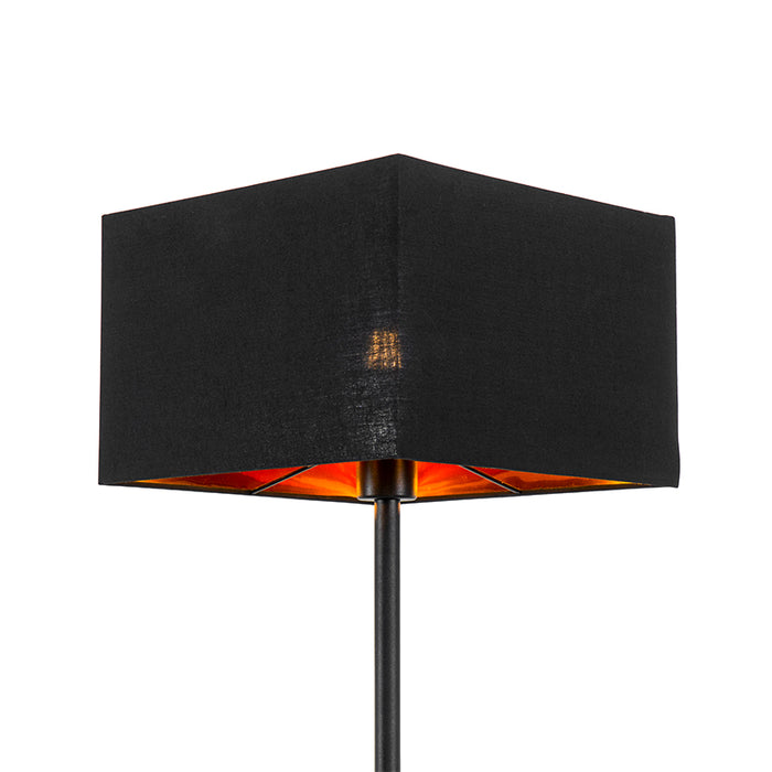 QAZQA Moderne vloerlamp zwart met goud vierkant - VT 1