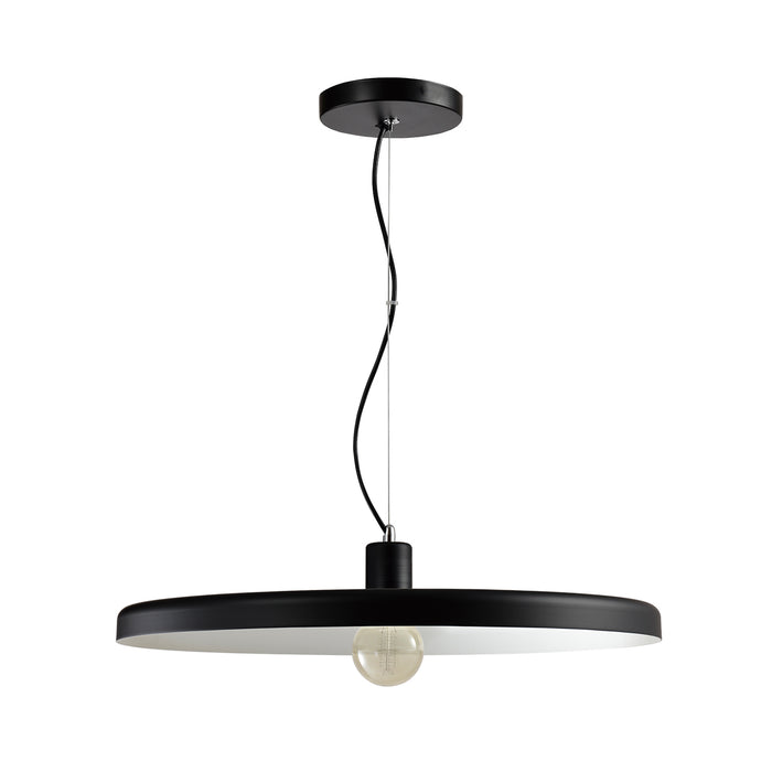 QUVIO Hanglamp rond zwart met witte binnenkant - QUV5073L-BLACK|WHITE