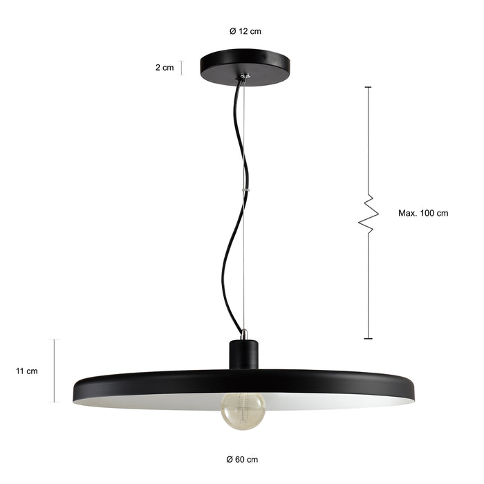 QUVIO Hanglamp rond zwart met witte binnenkant - QUV5073L-BLACK|WHITE