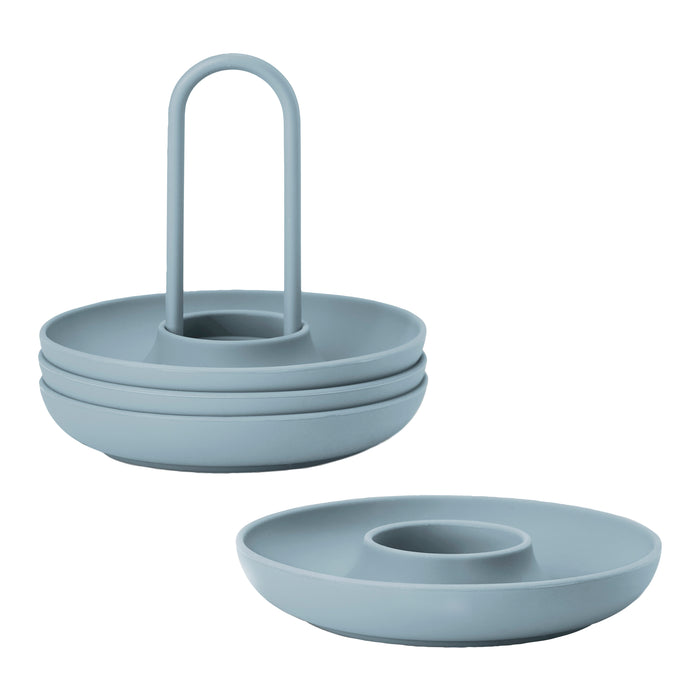 Zone Denmark Eierdop met Houder - Set van 4 - Sterling blauw