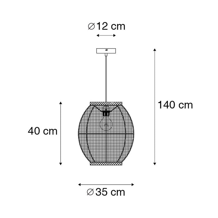 QAZQA Oosterse hanglamp bruin stof 35 cm - Rob