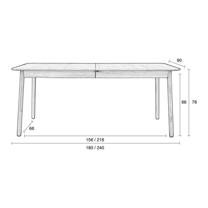 Zuiver Glimps Eettafel Uitschuifbaar - 180/240 x 90 cm - Walnoot