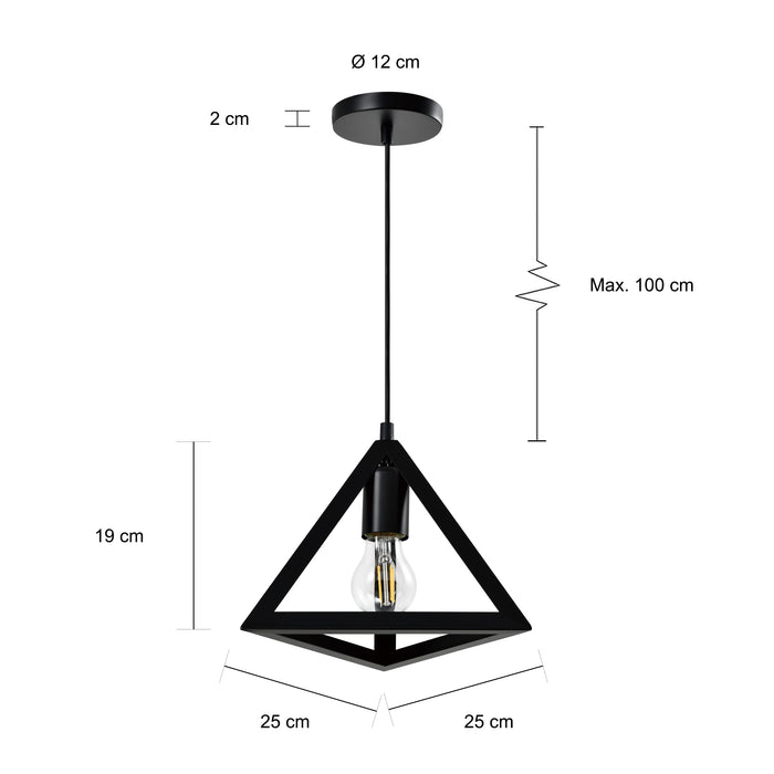 QUVIO Hanglamp met metalen frame driehoek zwart - QUV5151L-BLACK